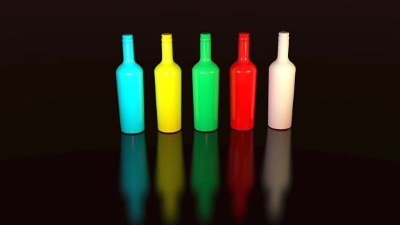 farver, kunst, flasker, farverige, design, refleksion