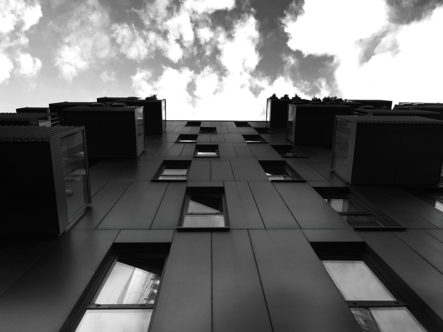 building, clouds, apartment, architecture, balcony, window