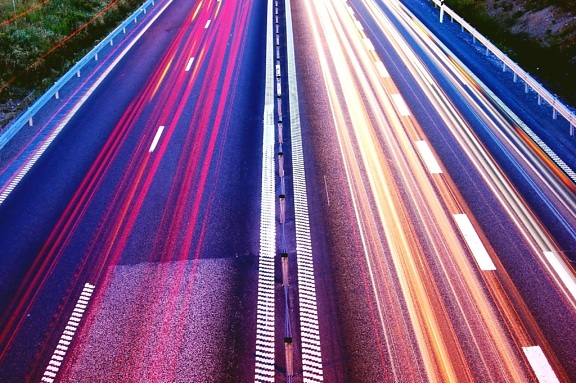reise, asfalt, bil, motorveien, hastighet, lys