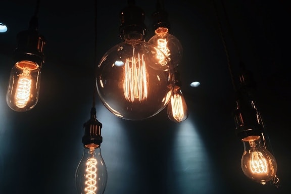 лампочки електрику енергію, скла, темний
