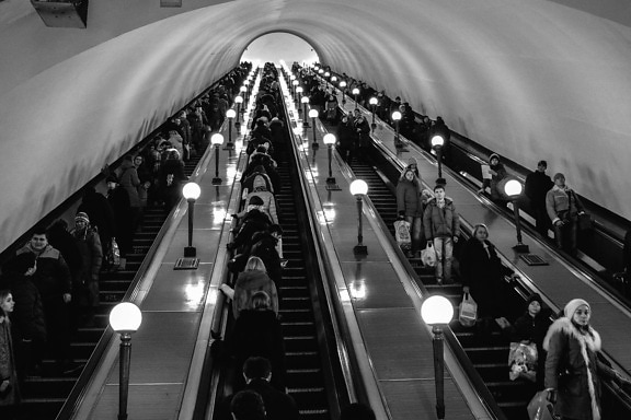 people, travel, urban, architecture, building, escalators