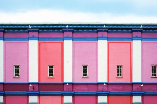 Coloré, mur, fenêtres, architecture, bâtiment