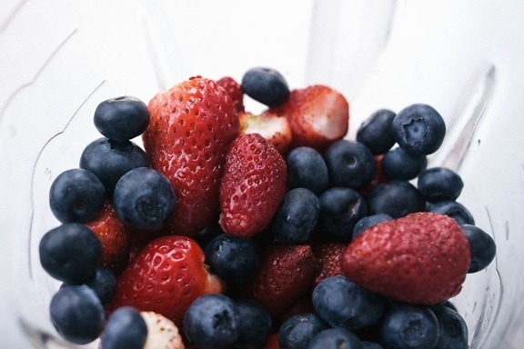 mat, frukt, jordgubbar, bär, blåbär