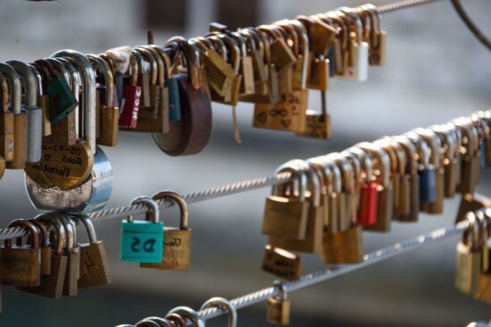 padlock, locked, security, love, bridge, fence