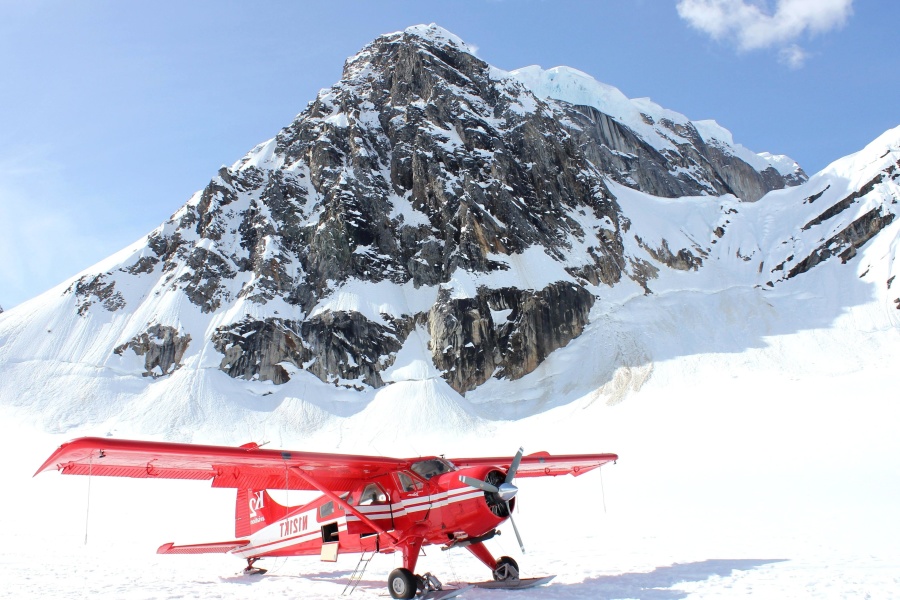 aircraft, aeroplane, mountains, snow