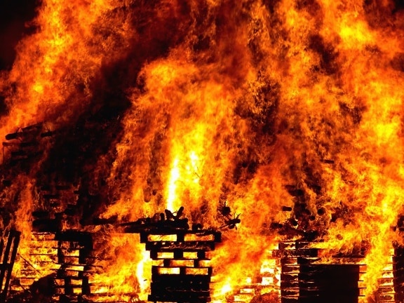 炎、熱、燃焼、火、木、煙