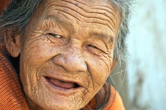 Weiblich, großmutter, alt, person, porträt, lächeln, frau, gesicht