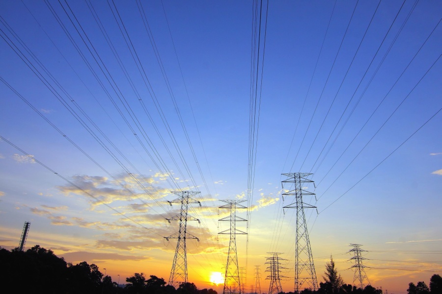 Sun, supply, technology, tower, electricity, voltage, wire