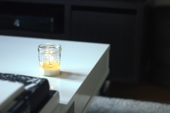 table, wax, jar, candle, room, office