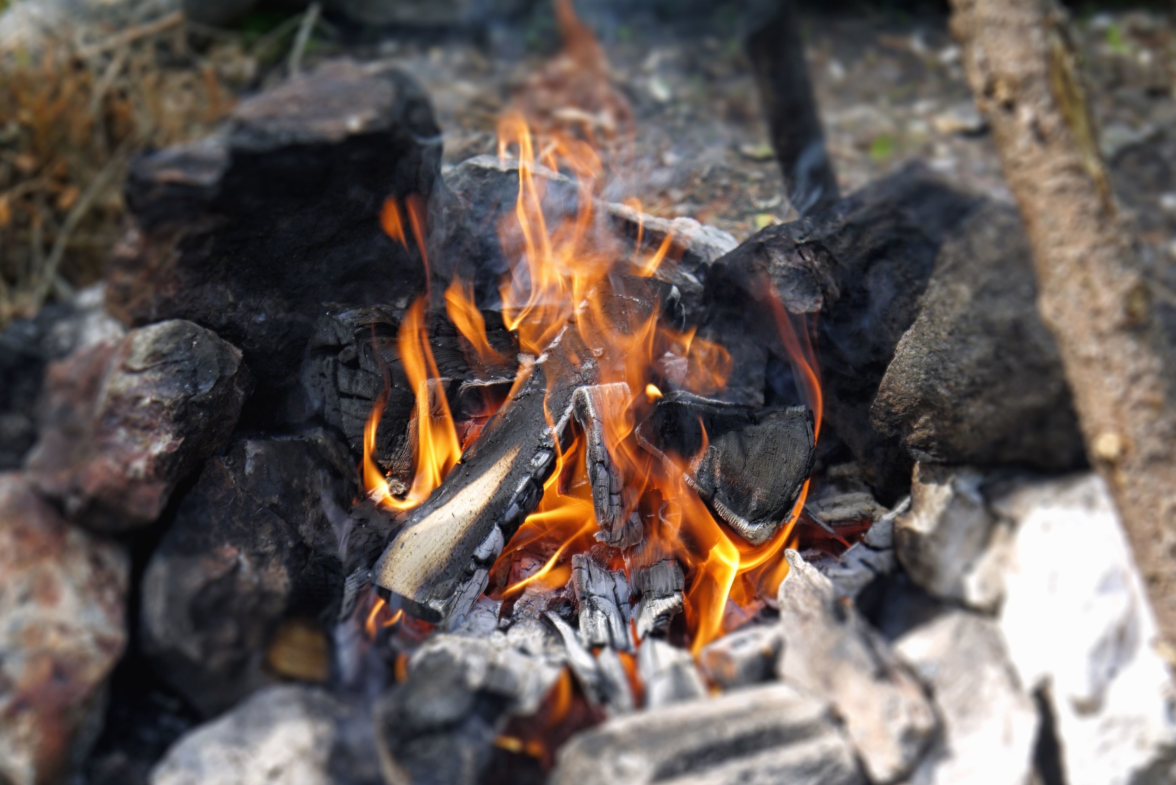 Free Picture Fire Wood Fireplace Grill Heat Smoke Stone