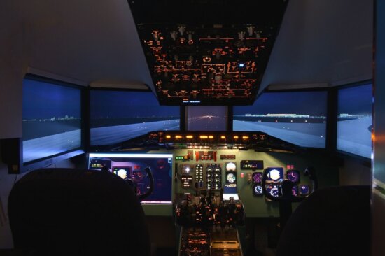 electronics, aviation, runway, night, simulator, flying, cockpit, aircraft, learning