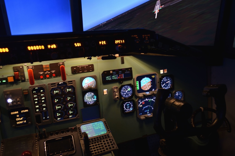 elektronik, luftfart, instrumenter, simulator, flyvende, cockpit, fly, læring