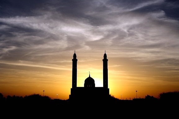 dusk, shadow, mosque, religion