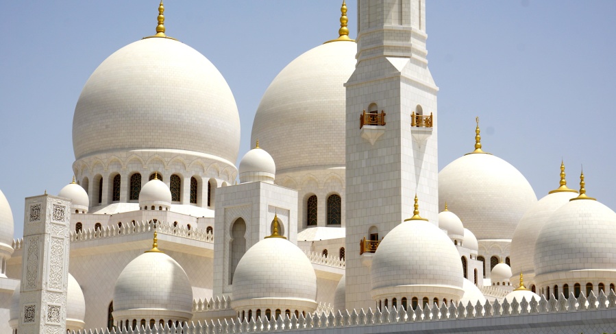 moskén, lyx, utvändig, vit, arkitektur, religion