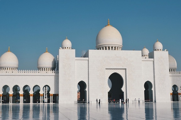moskén, arkitektur, vit marmor