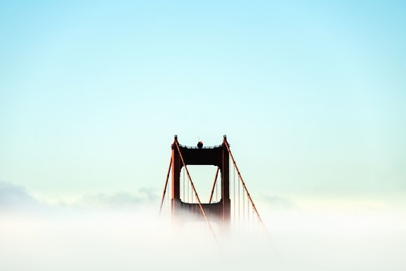Arch, bridge, tåge, sky, struktur, søjle