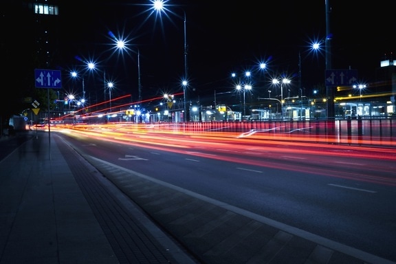 Street, lys, asfalt, hastighet, linjer, transport