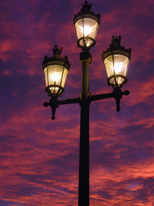 acender a lâmpada, lâmpada, luz, rua, noite, céu, metal