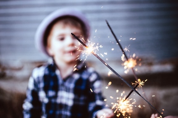 child, celebration, spark, hot