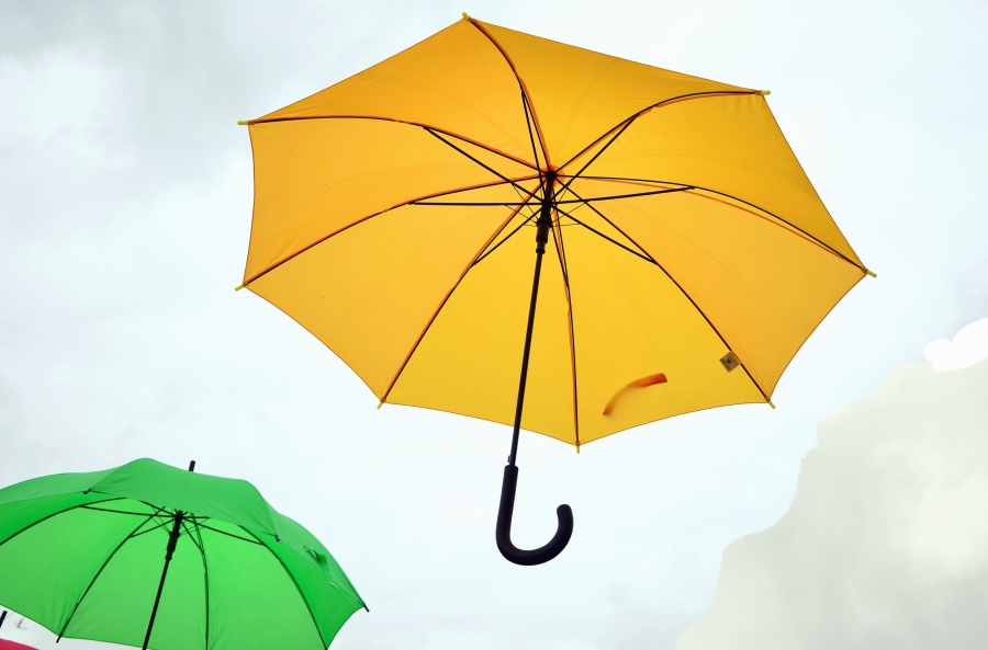 우산, 하늘, 비, 다채로운