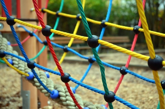 绳索, 网, 公园, 木头