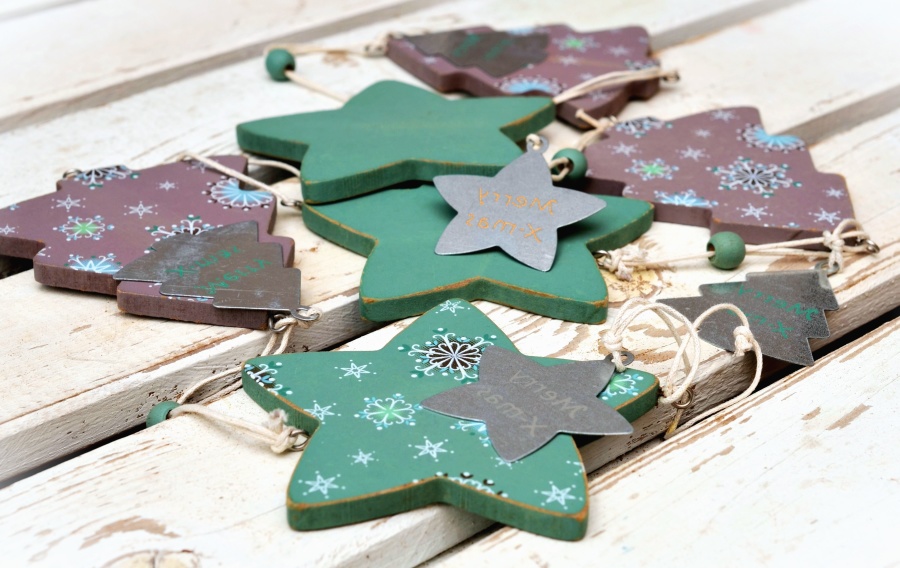 fir, star, dekoration, bord, træ, jul