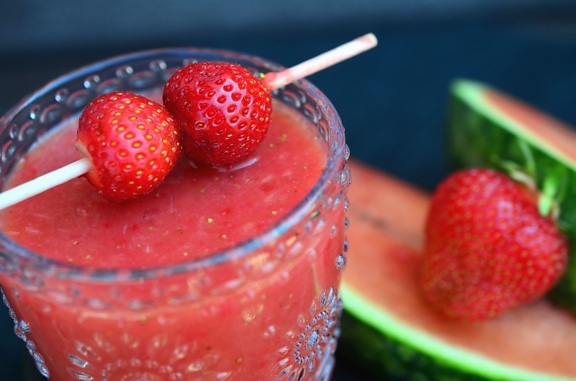 jordbær, vannmelon, frukt, juice