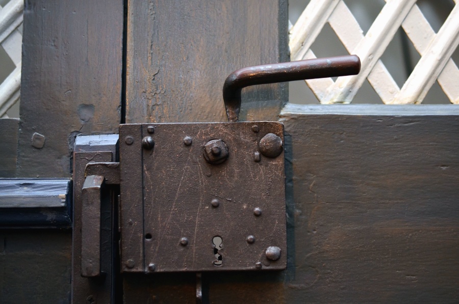 ytterdörren, metall, lås, säkerhet, antika