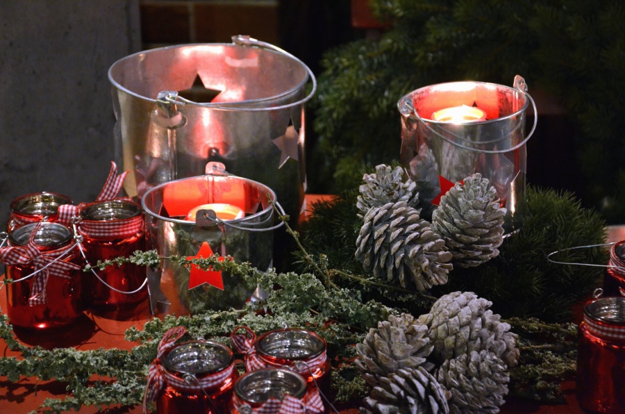 树, 蜡烛, 蜡, 圣诞节, 装饰, 松果