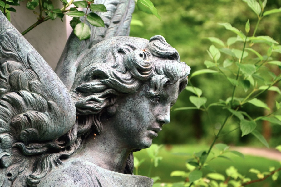 Ange, sculpture, statue, jardin, ange