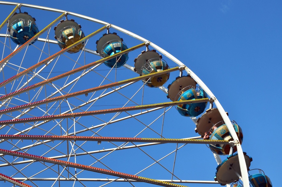 amusement park, construction, metal, wheel, sky