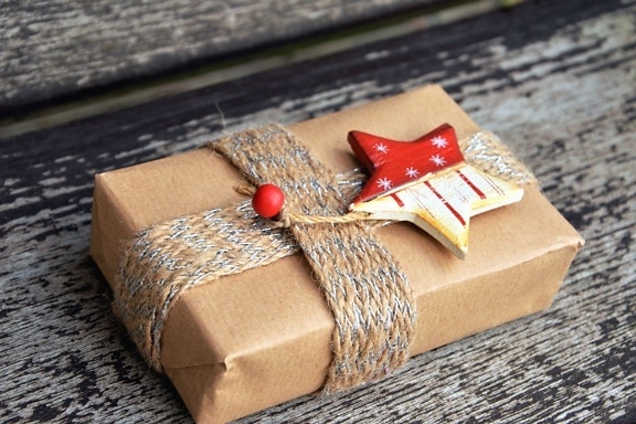 rope, gift, paper, star, wood, Christmas