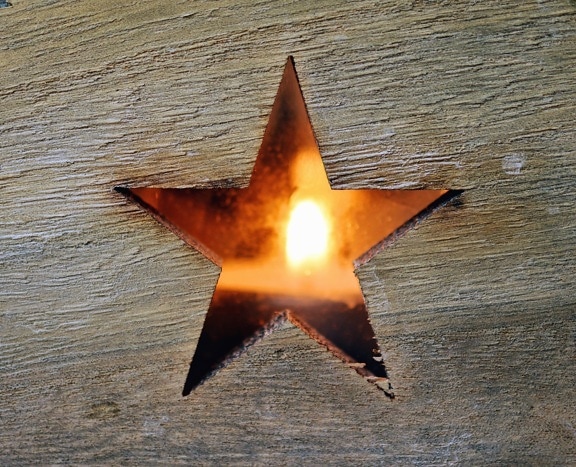 Estrella, madera, puerta, luz