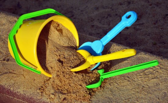 bucket, shovel, toy, plastic, sand