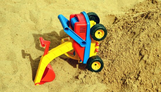 sand, child, plastic, excavator, toy