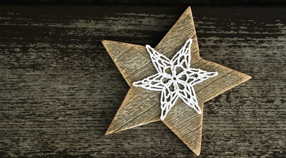 decoration, thread, star, wood