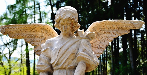 sochárstvo, umenie, angel, strom, park, krídlo
