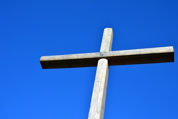 kříž, dřevo, křesťanství, náboženství, obloha
