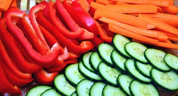 okurka, paprika, mrkev, salát, zelenina, potraviny