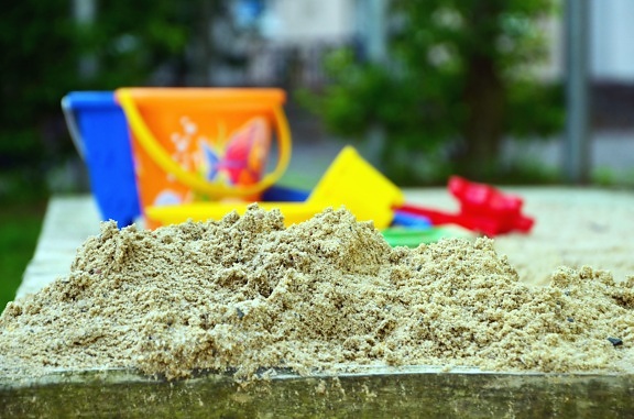zand, emmer, speelgoed, zomer
