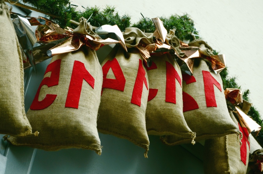袋、クリスマス、ギフト、装飾、お祝い