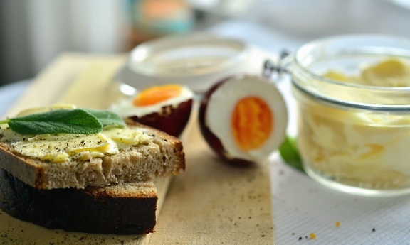 ovo, pão, comida, manteiga, café da manhã