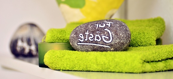 pedra, toalha, etiqueta, decoração