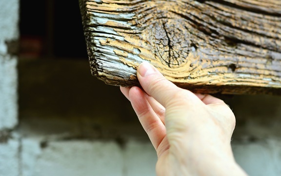 τούβλα, ξύλο, χέρι, πρόσοψη, τοίχου