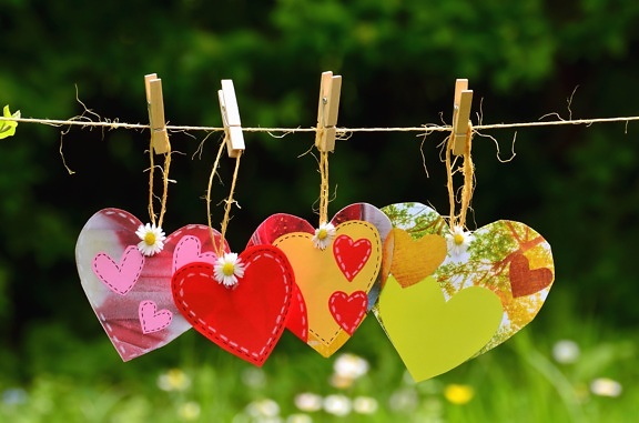 srce, uže, clothespin, romantike, umjetnosti