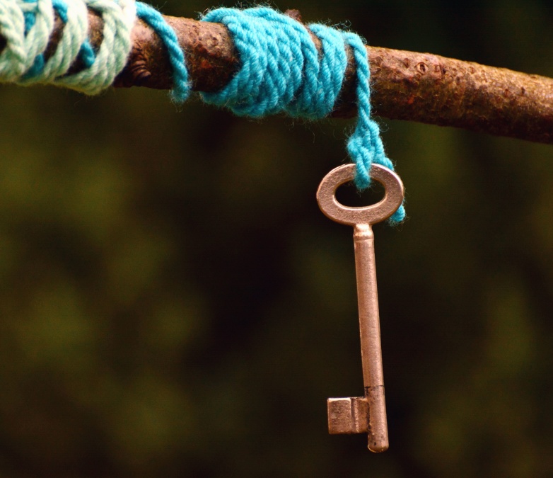 钥匙, 金属, 绳子, 木头