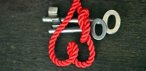 ключ, любовь, металла, веревка, сердце, искусство, романтика