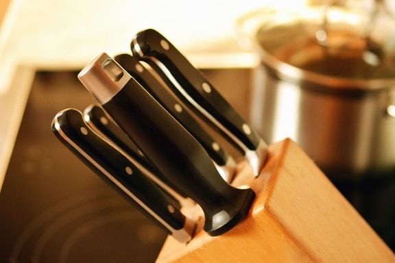 holder, knife, wood, kitchen, pot, object