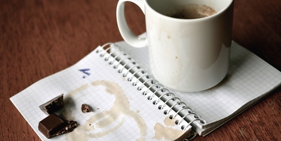咖啡, 杯子, 纸, 铅笔, 巧克力, 甜的