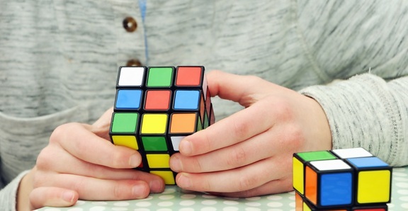 cube, game, logic, hand, toy, colorful